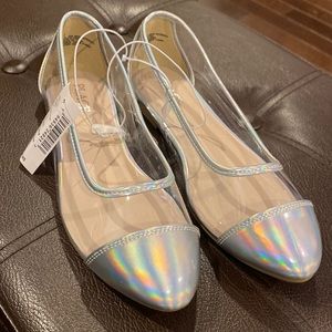 Silver kids see through shoes